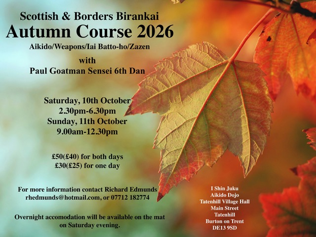 Poster for the Scottish and Borders Birankai Autumn Course 2026